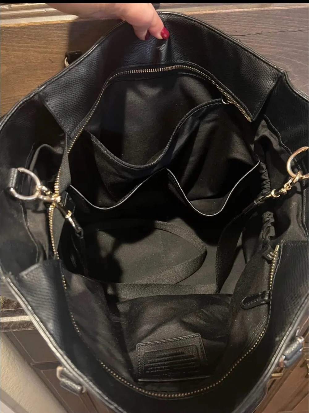 Coach Black Leather Tote/diaper bag with Gold Accent